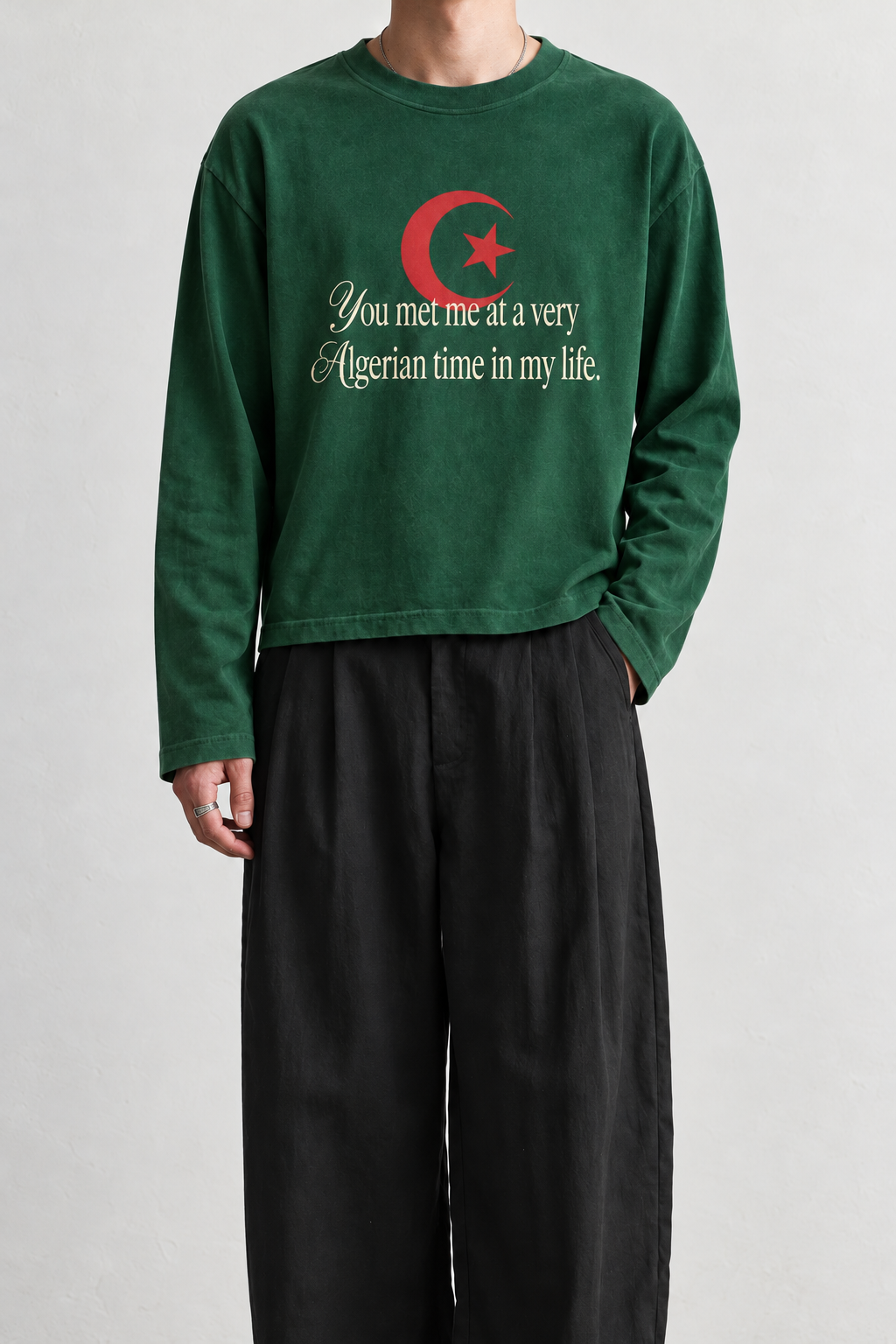 Algerian Time long-sleeve tee concept, worn